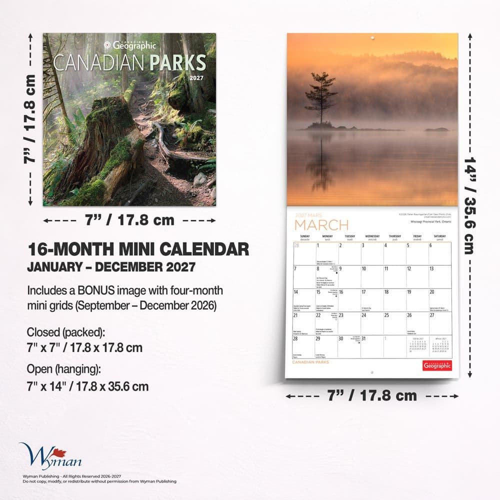 Canadian National Parks 2027 Mini Wall Calendar Sixth Alternate Image