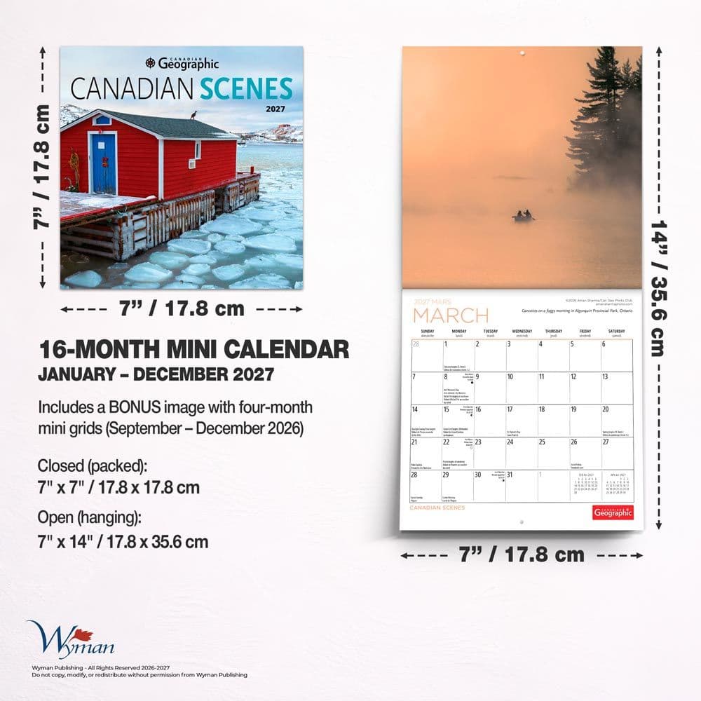 Canada Wyman 2027 Mini Wall Calendar Sixth Alternate Image