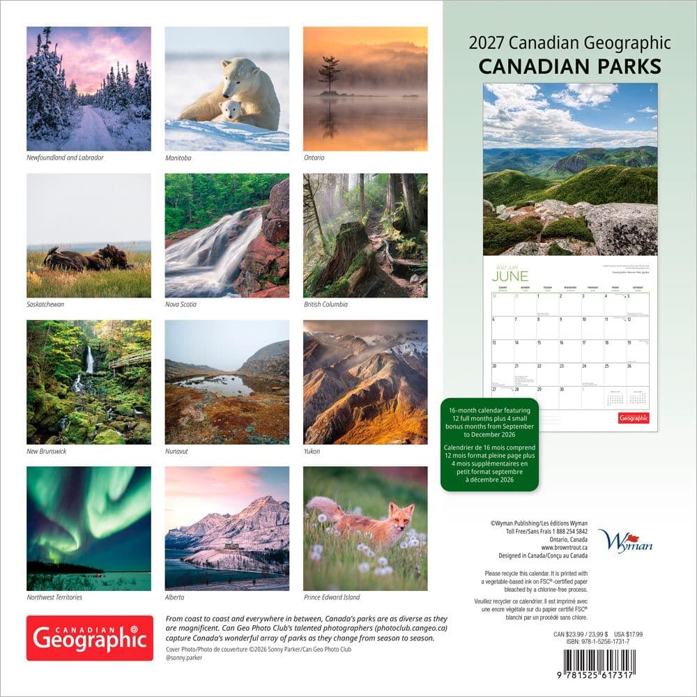 Canadian National Parks 2027 Wall Calendar First Alternate Image