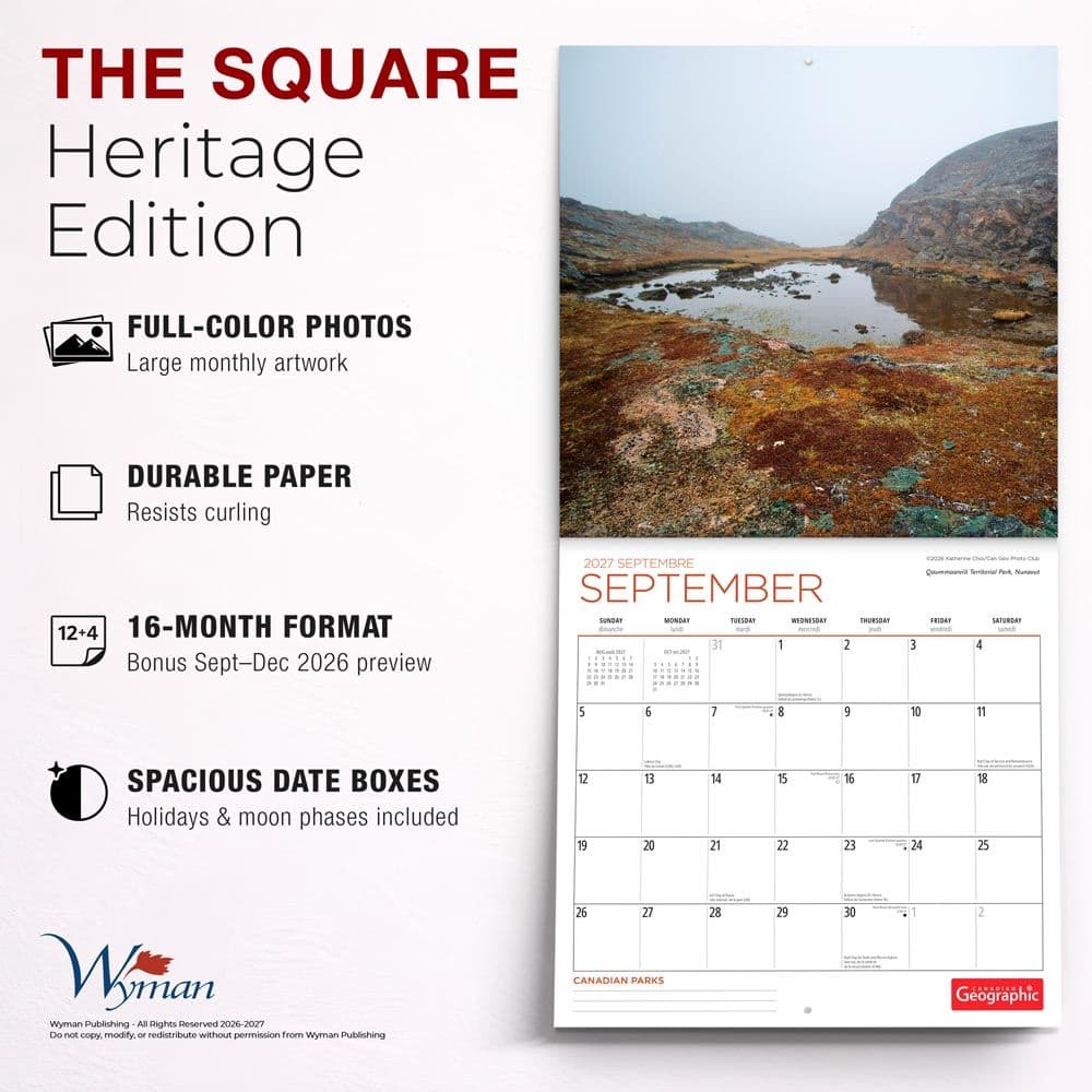 Canadian National Parks 2027 Wall Calendar Fifth Alternate Image