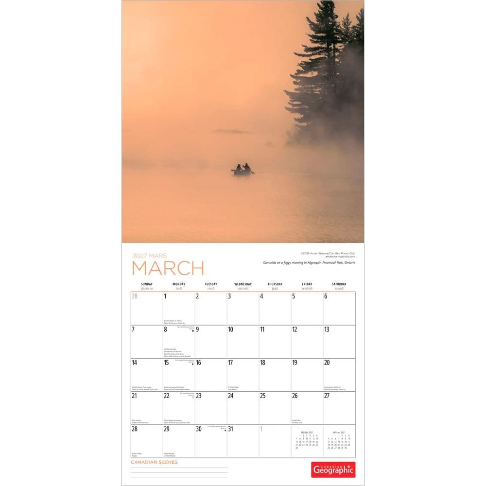 Canadian Scenes 2027 Wall Calendar Second Alternate Image
