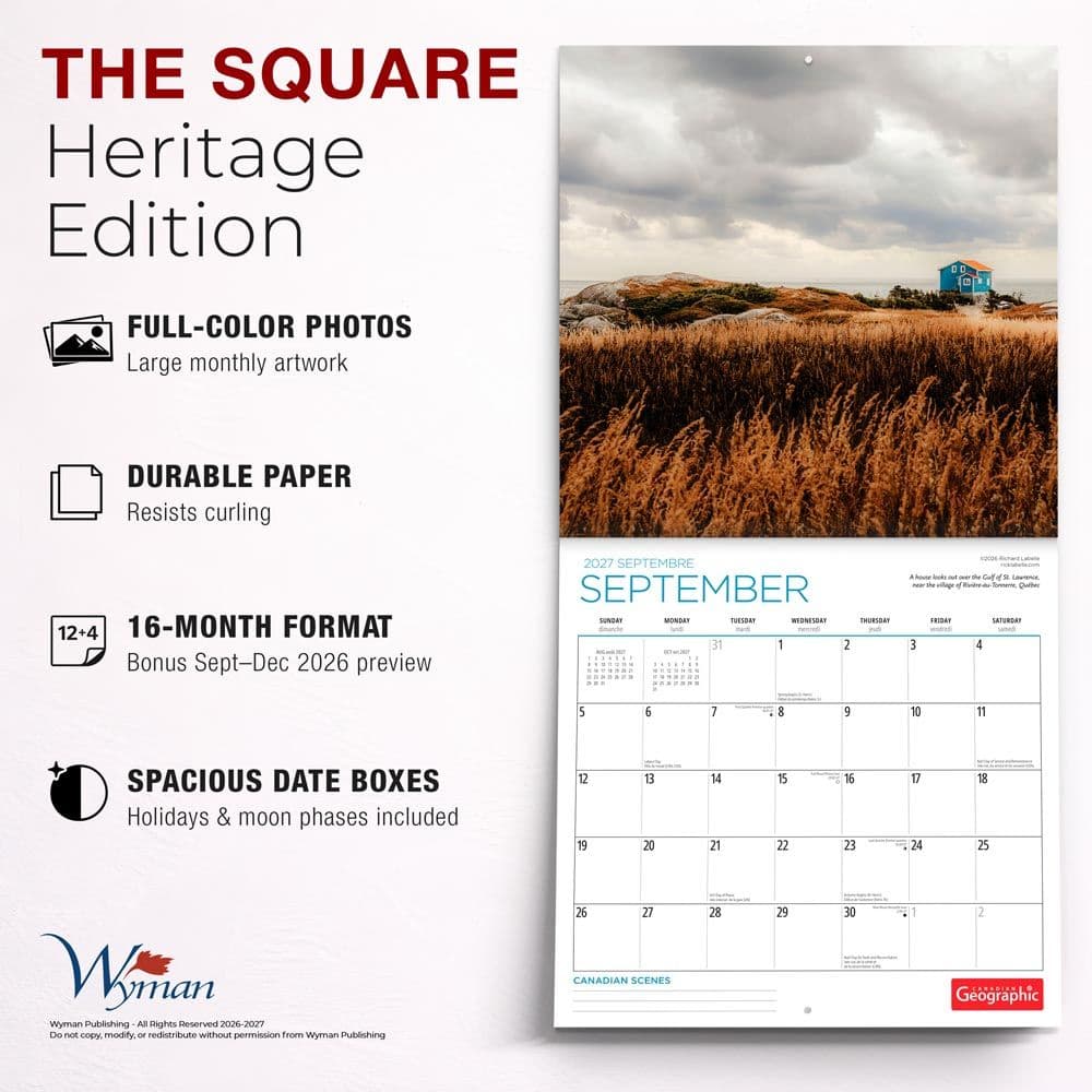 Canadian Scenes 2027 Wall Calendar Fifth Alternate Image