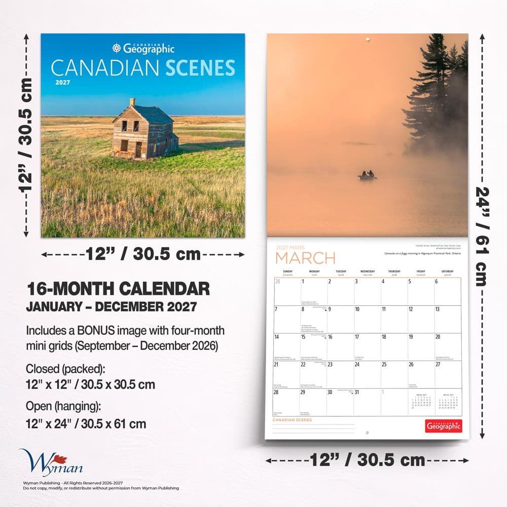Canadian Scenes 2027 Wall Calendar Sixth Alternate Image