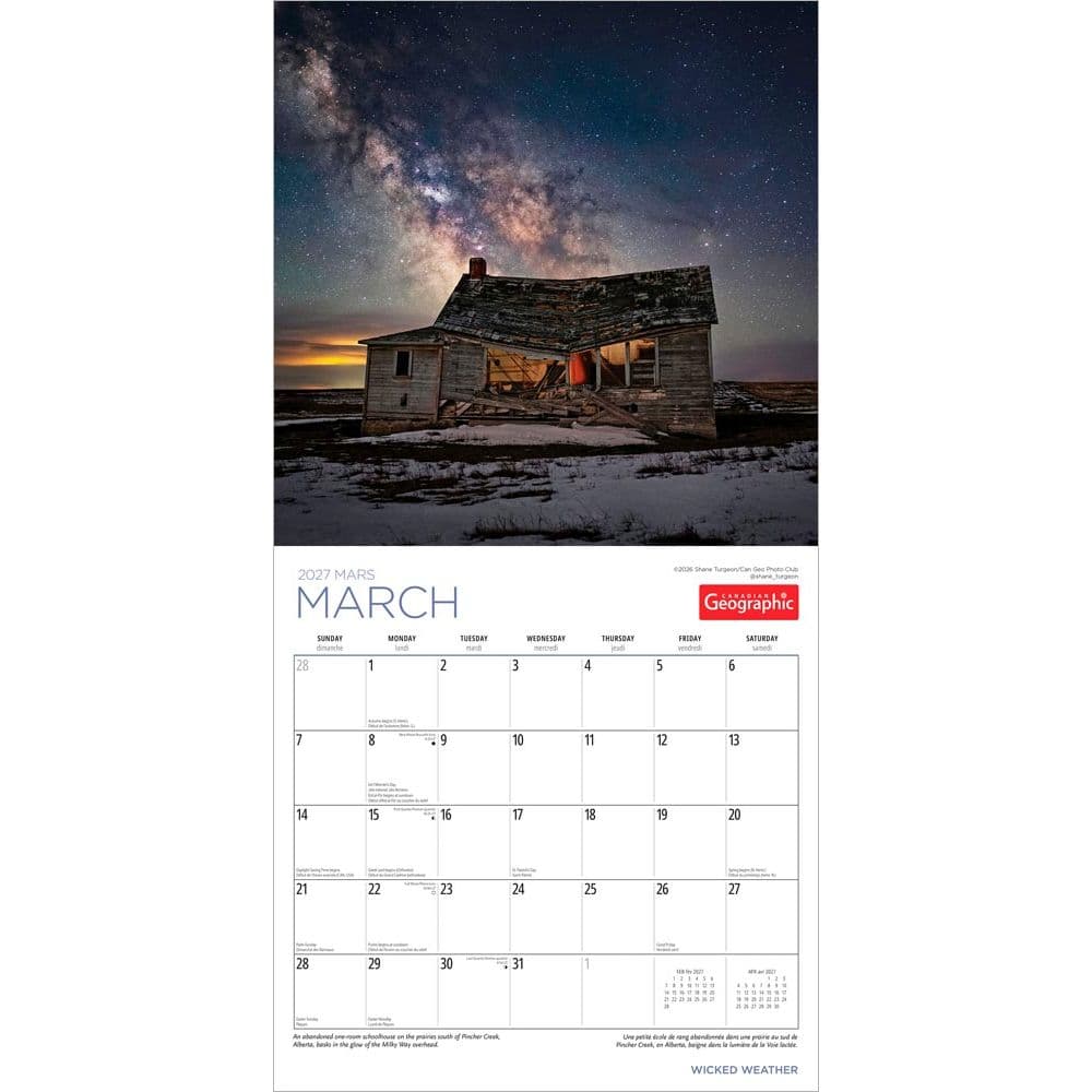 Canadian Geographic Wild Weather 2027 Wall Calendar Second Alternate Image