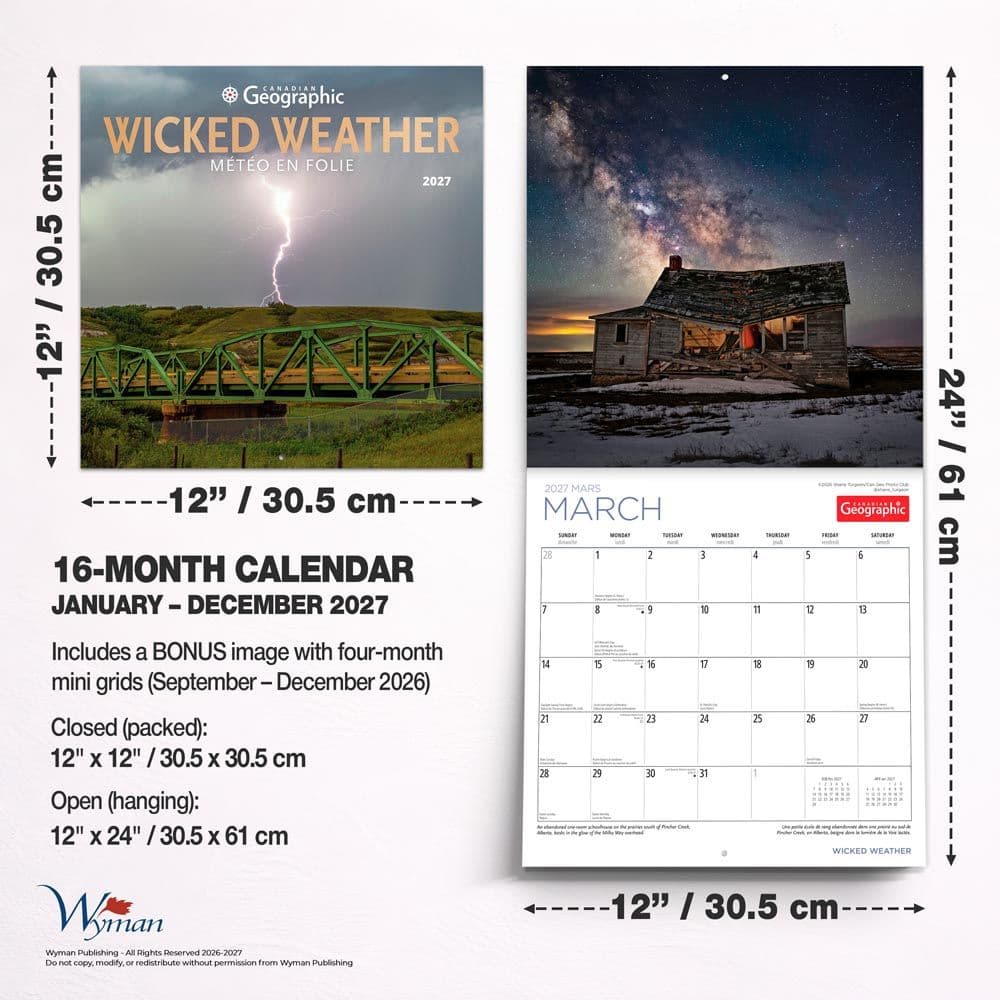 Canadian Geographic Wild Weather 2027 Wall Calendar Sixth Alternate Image