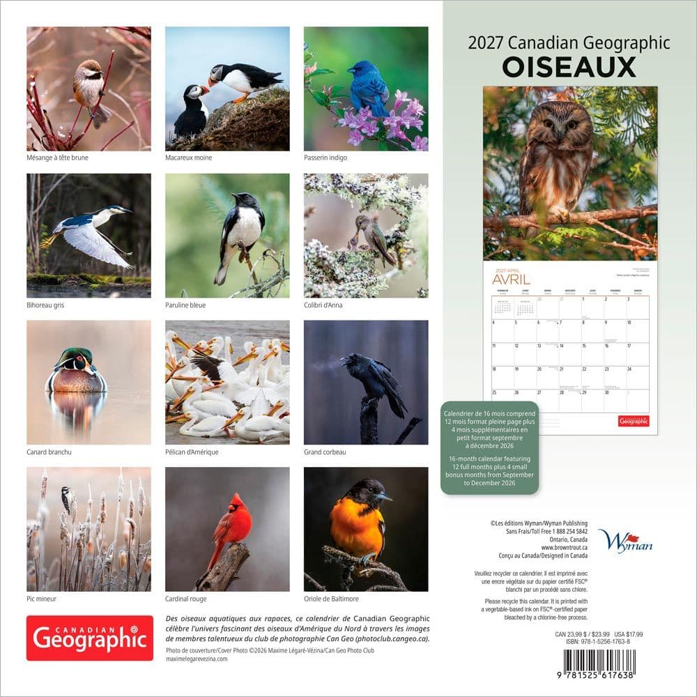 Canadian Geographic Oiseaux 2027 Wall Calendar First Alternate Image
