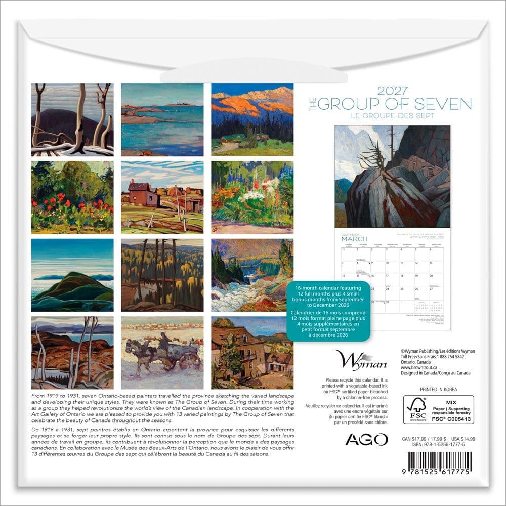 Group of Seven Art Gallery of Ontario French 2027 Mini Wall Calendar First Alternate Image