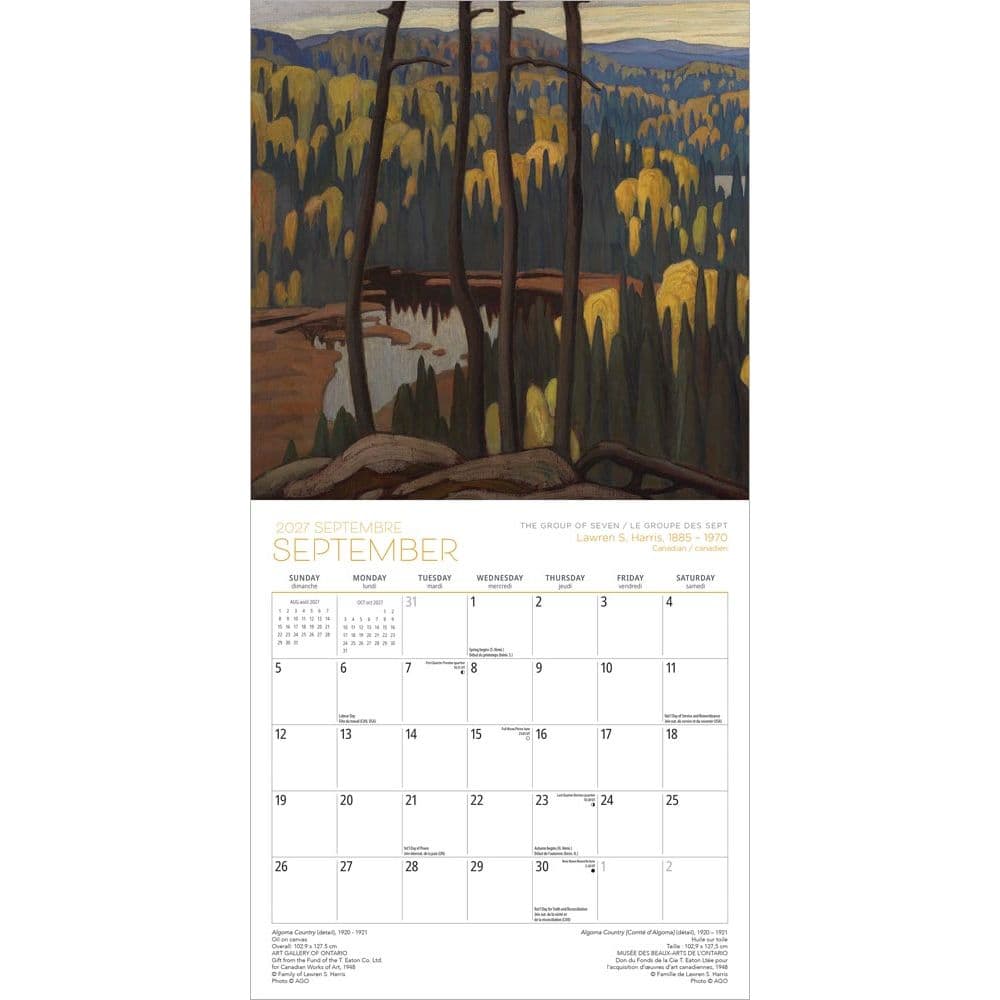 Group of Seven Art Gallery of Ontario French 2027 Mini Wall Calendar Third Alternate Image