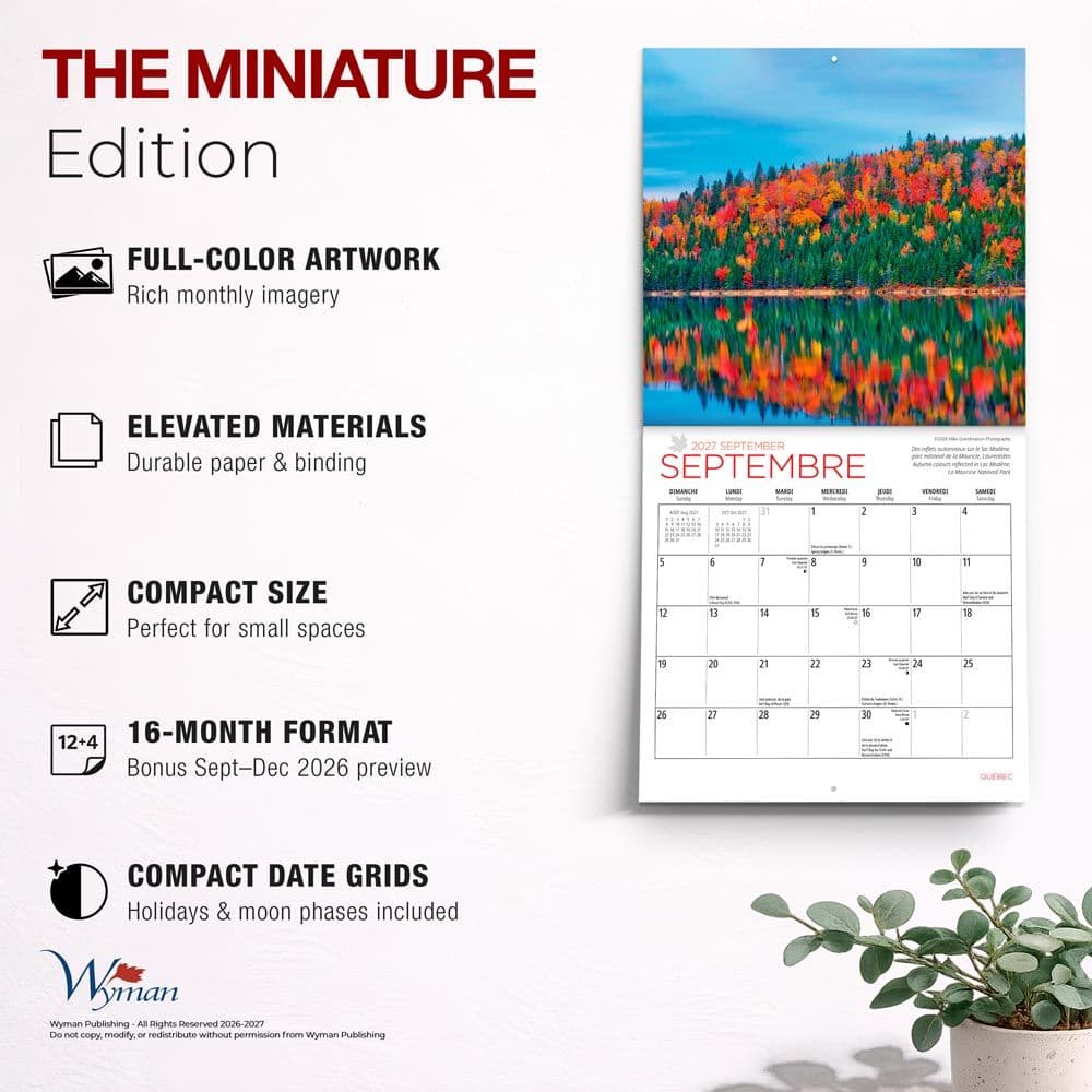 Quebec 2027 Mini Wall Calendar Fifth Alternate Image