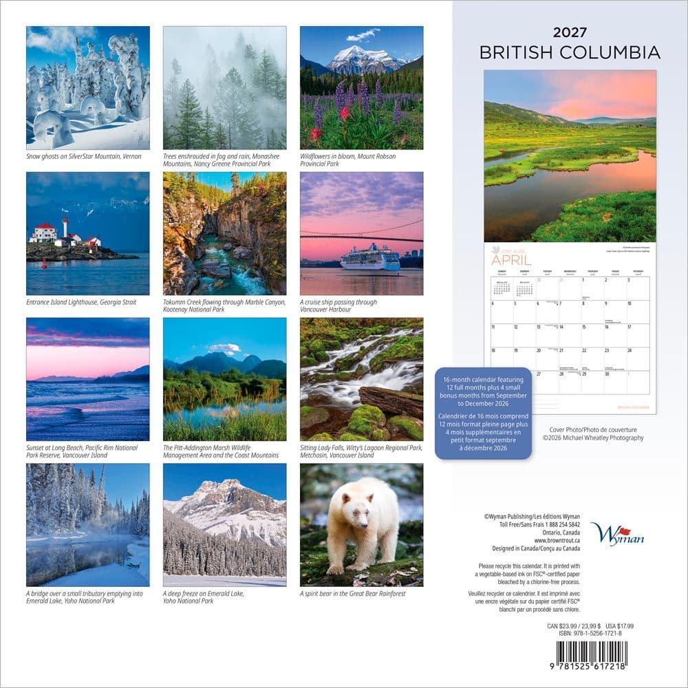 British Columbia 2027 Wall Calendar First Alternate Image