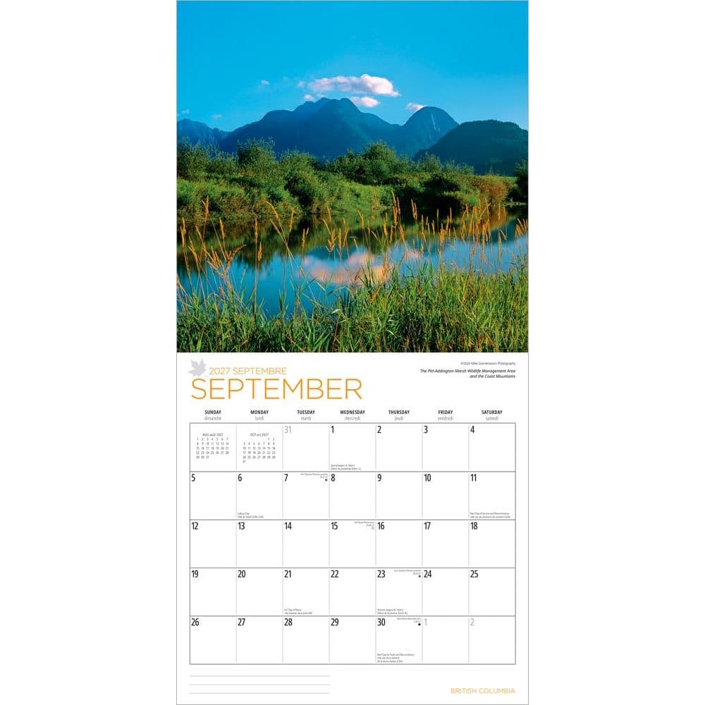 British Columbia 2027 Wall Calendar Third Alternate Image