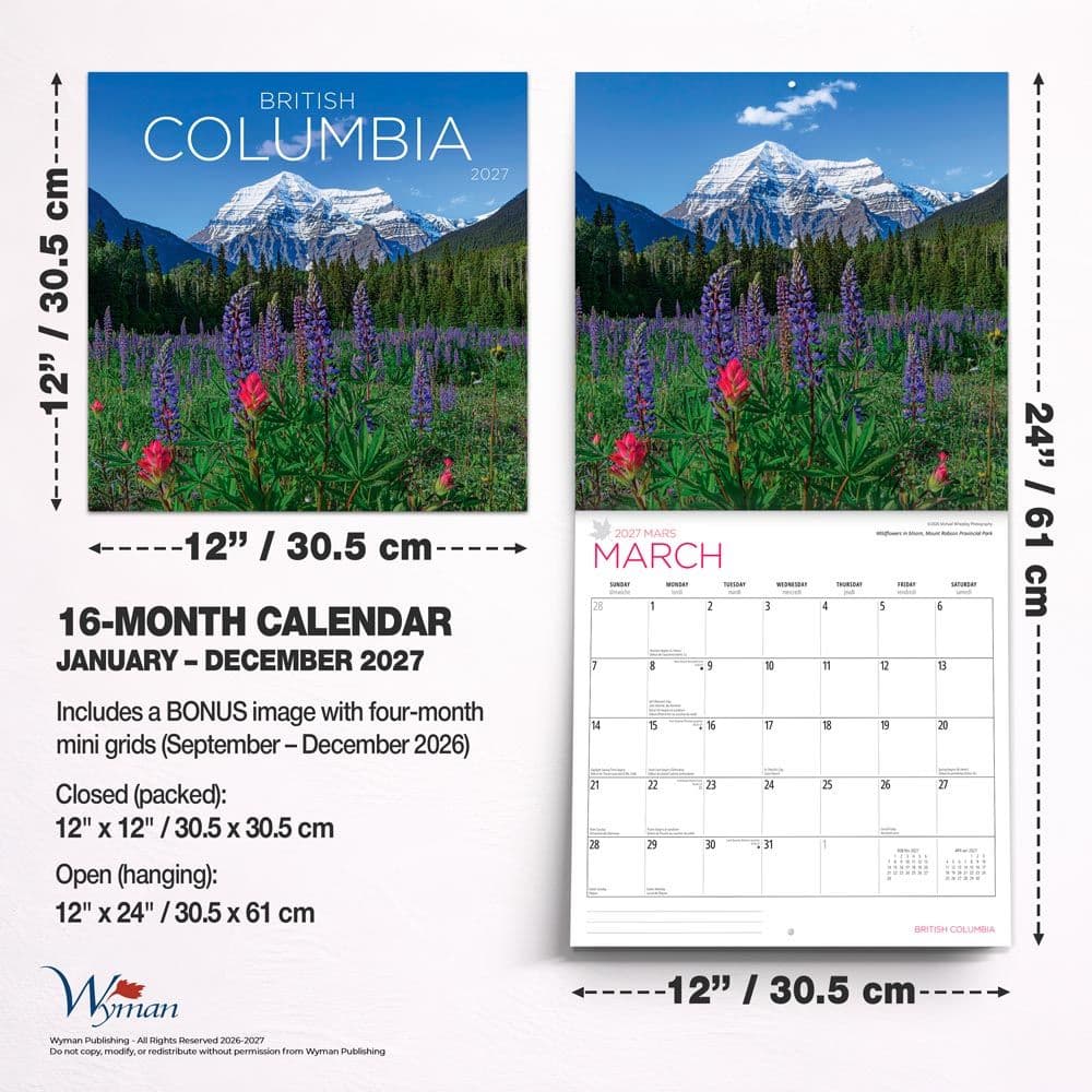 British Columbia 2027 Wall Calendar Sixth Alternate Image