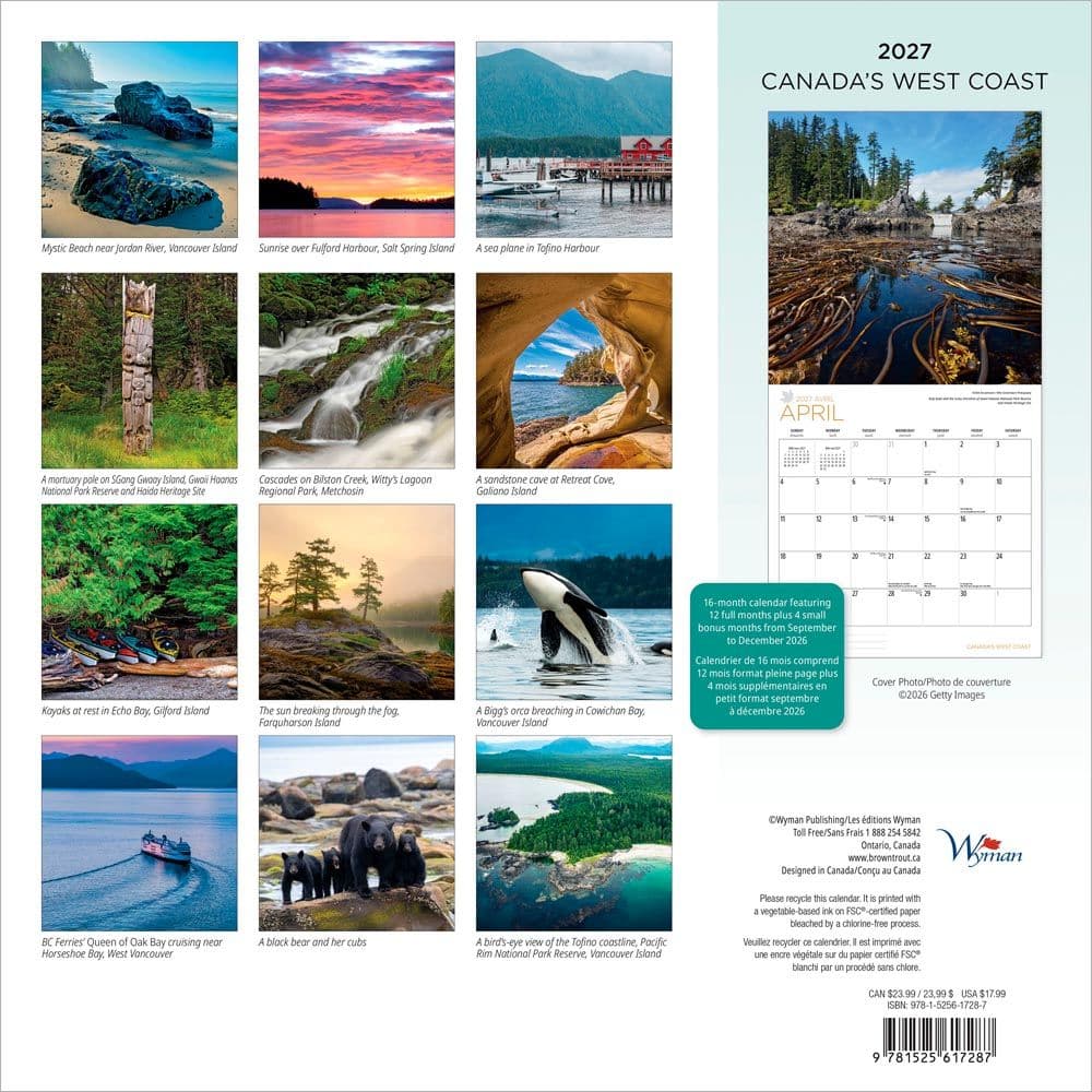 Canada West Coast 2027 Wall Calendar First Alternate Image