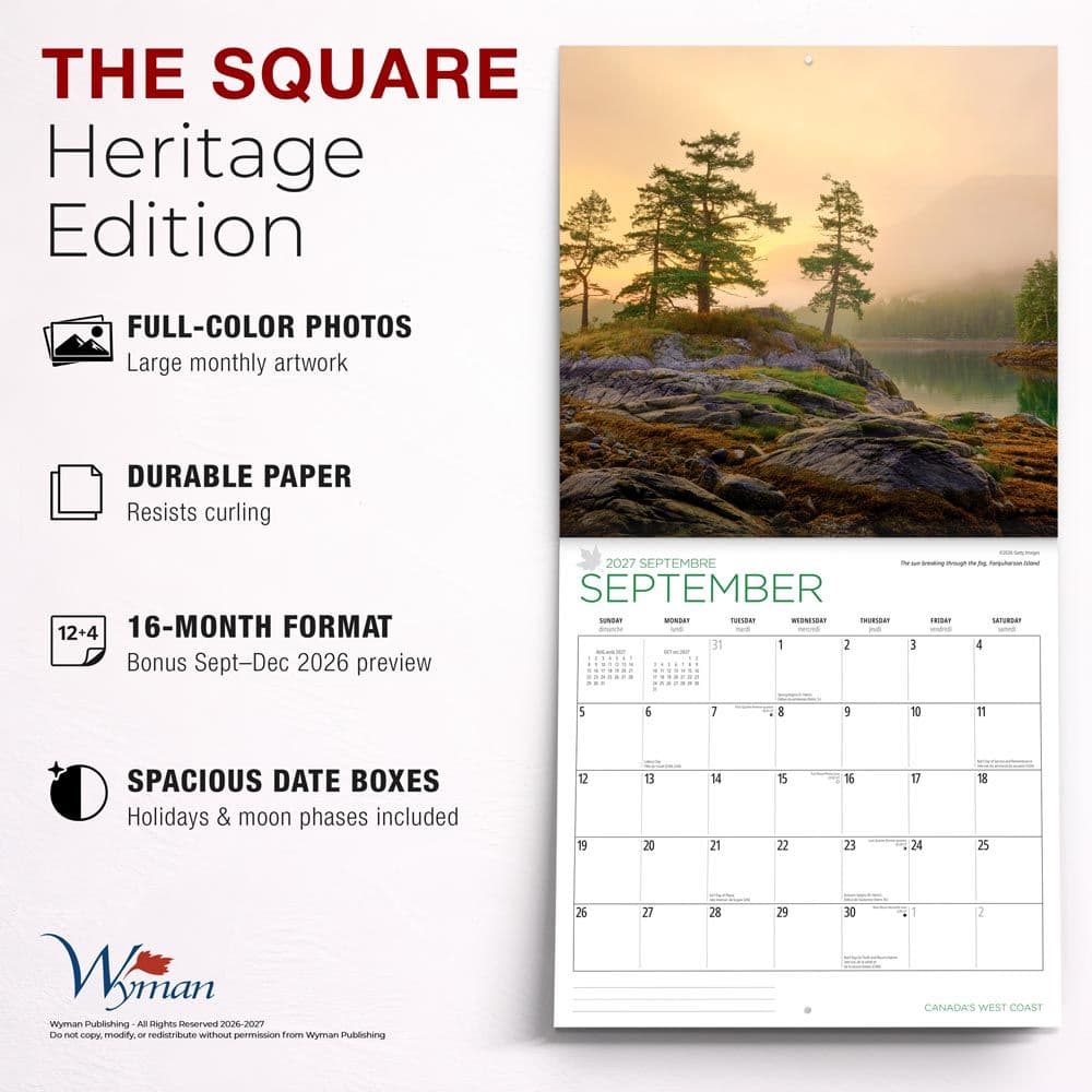 Canada West Coast 2027 Wall Calendar Fifth Alternate Image
