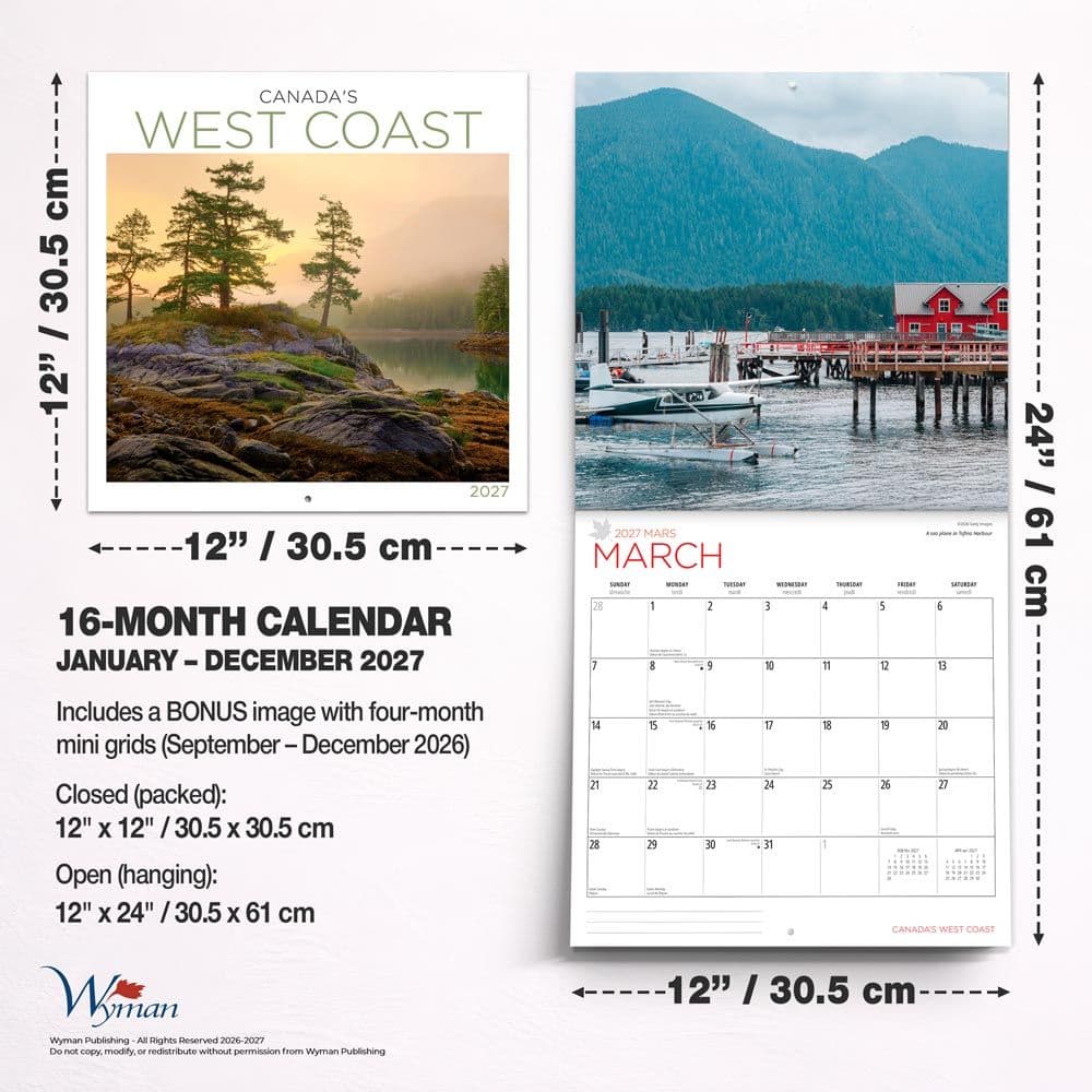 Canada West Coast 2027 Wall Calendar Sixth Alternate Image