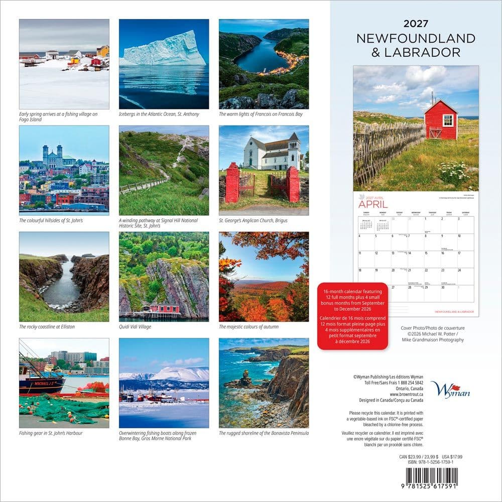 Newfoundland and Labrador 2027 Wall Calendar First Alternate Image