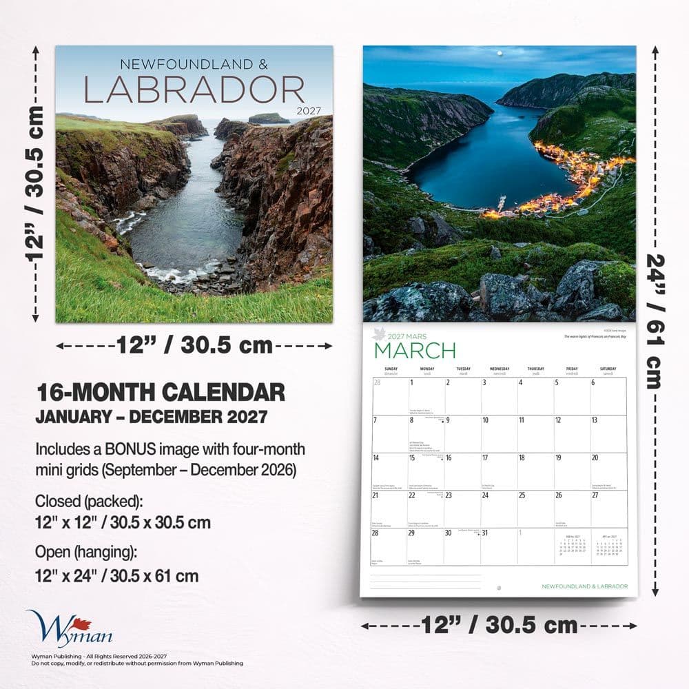 Newfoundland and Labrador 2027 Wall Calendar Sixth Alternate Image