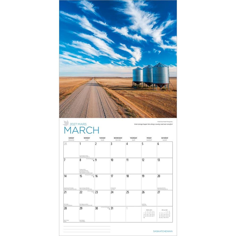 Saskatchewan 2027 Wall Calendar Second Alternate Image