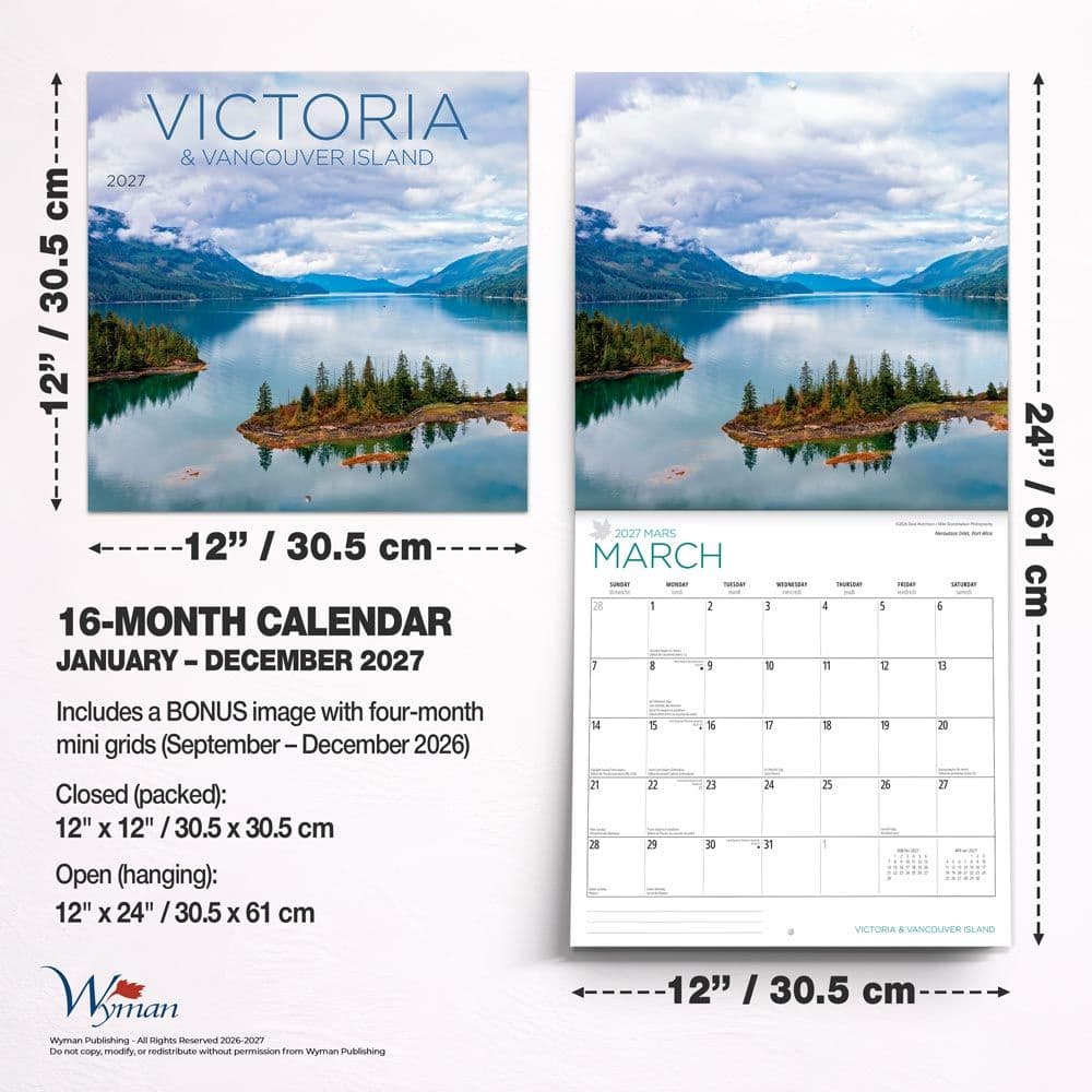 Victoria and Vancouver Island 2027 Wall Calendar Sixth Alternate Image