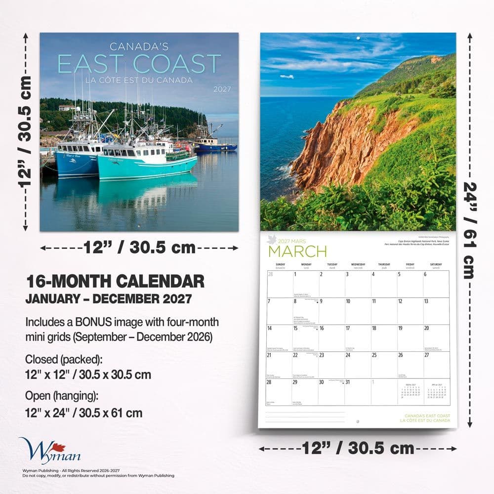 Canadas East Coast 2027 Wall Calendar Sixth Alternate Image