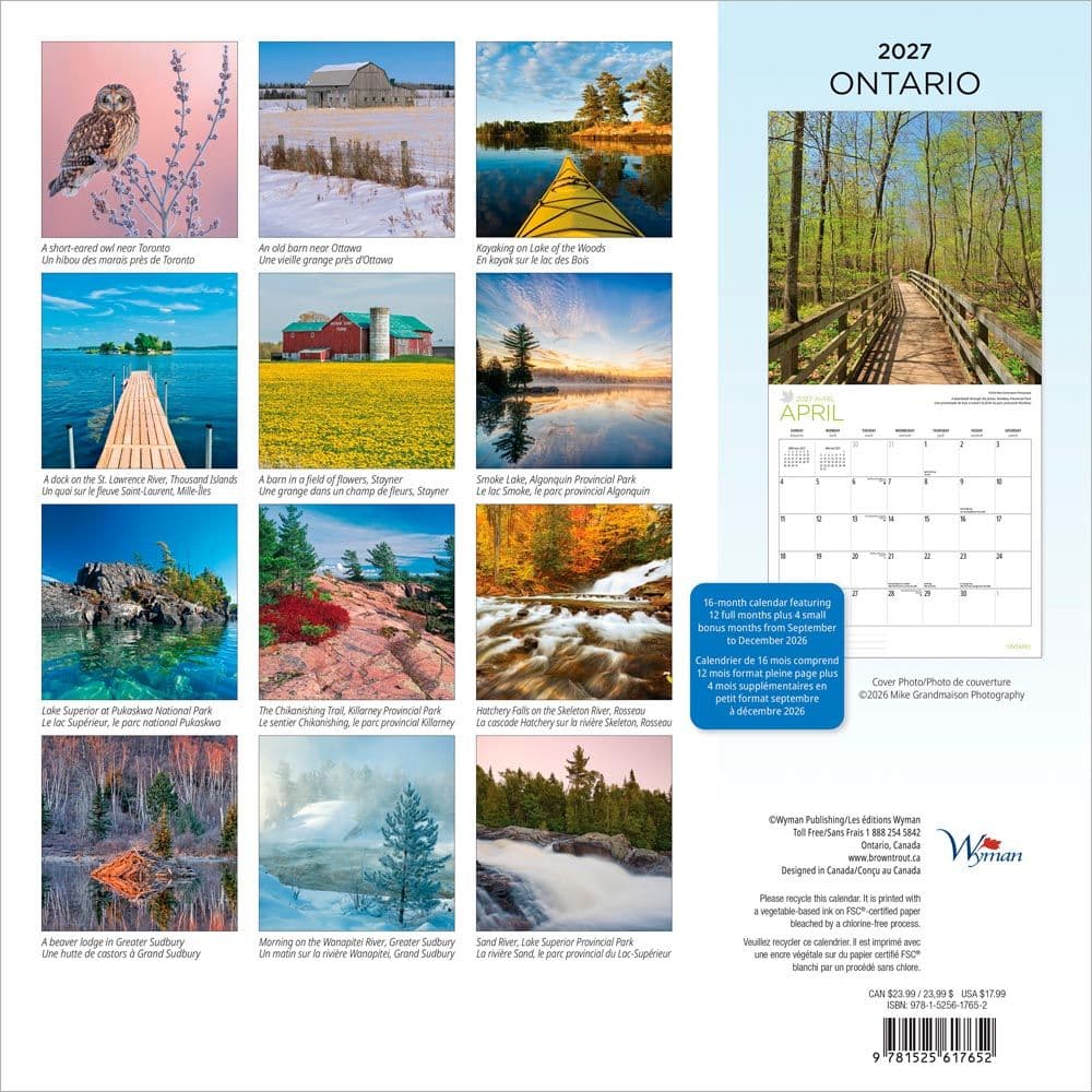 Ontario 2027 Wall Calendar First Alternate Image