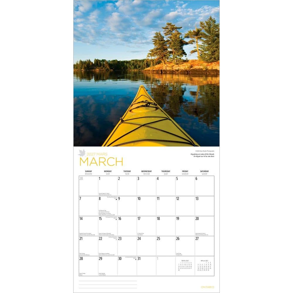 Ontario 2027 Wall Calendar Second Alternate Image