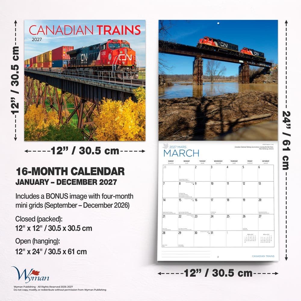 Trains Canadian 2027 Wall Calendar Sixth Alternate Image