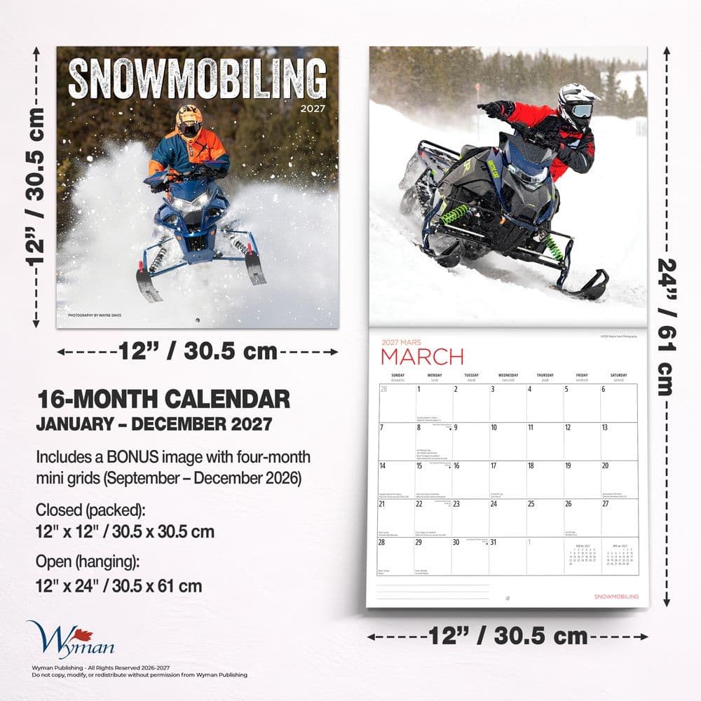 Snowmobiling 2027 Wall Calendar Sixth Alternate Image