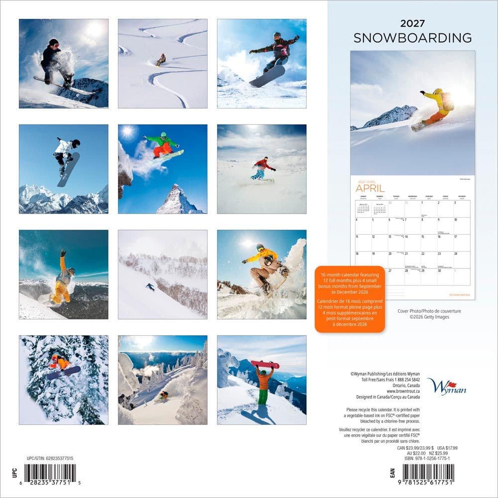 Snowboarding 2027 Wall Calendar First Alternate Image