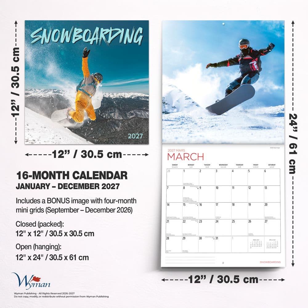 Snowboarding 2027 Wall Calendar Sixth Alternate Image