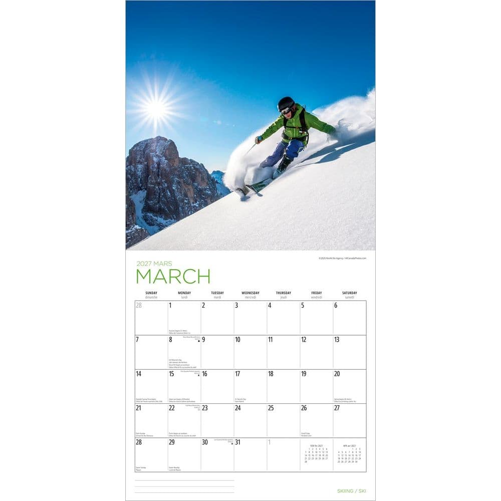 Skiing 2027 Wall Calendar Second Alternate Image