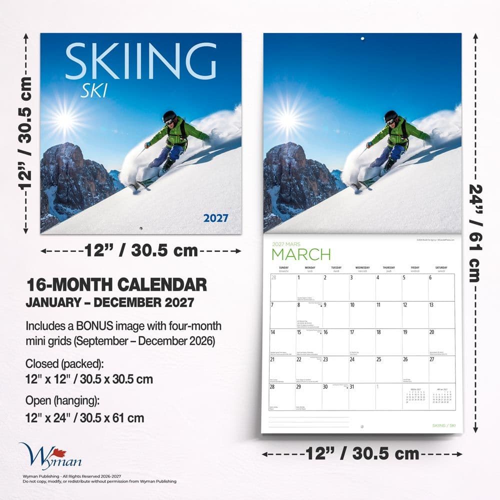Skiing 2027 Wall Calendar Sixth Alternate Image