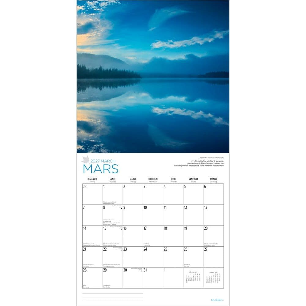 Quebec 2027 Wall Calendar Second Alternate Image