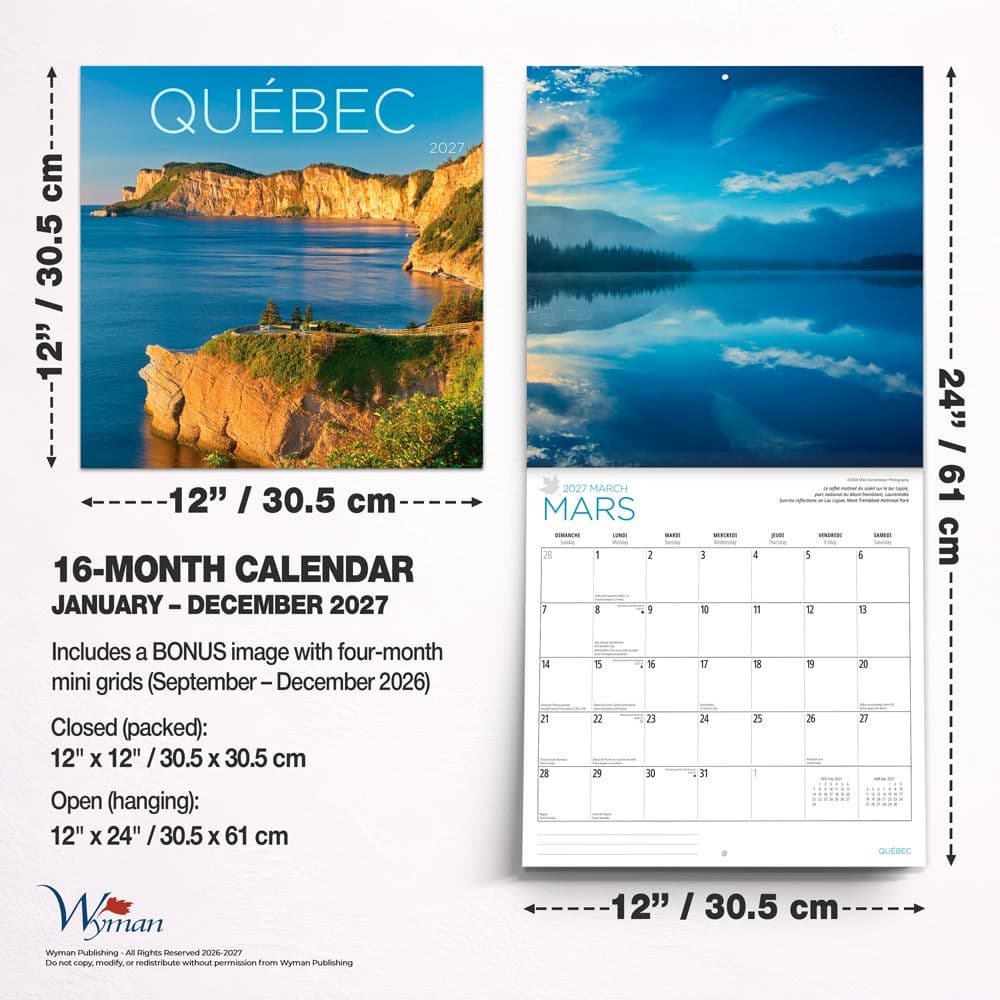 Quebec 2027 Wall Calendar Sixth Alternate Image