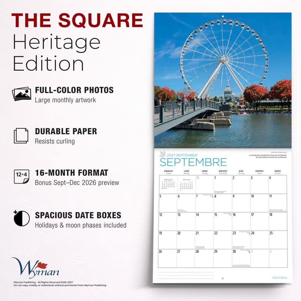 Montreal 2027 Wall Calendar Fifth Alternate Image