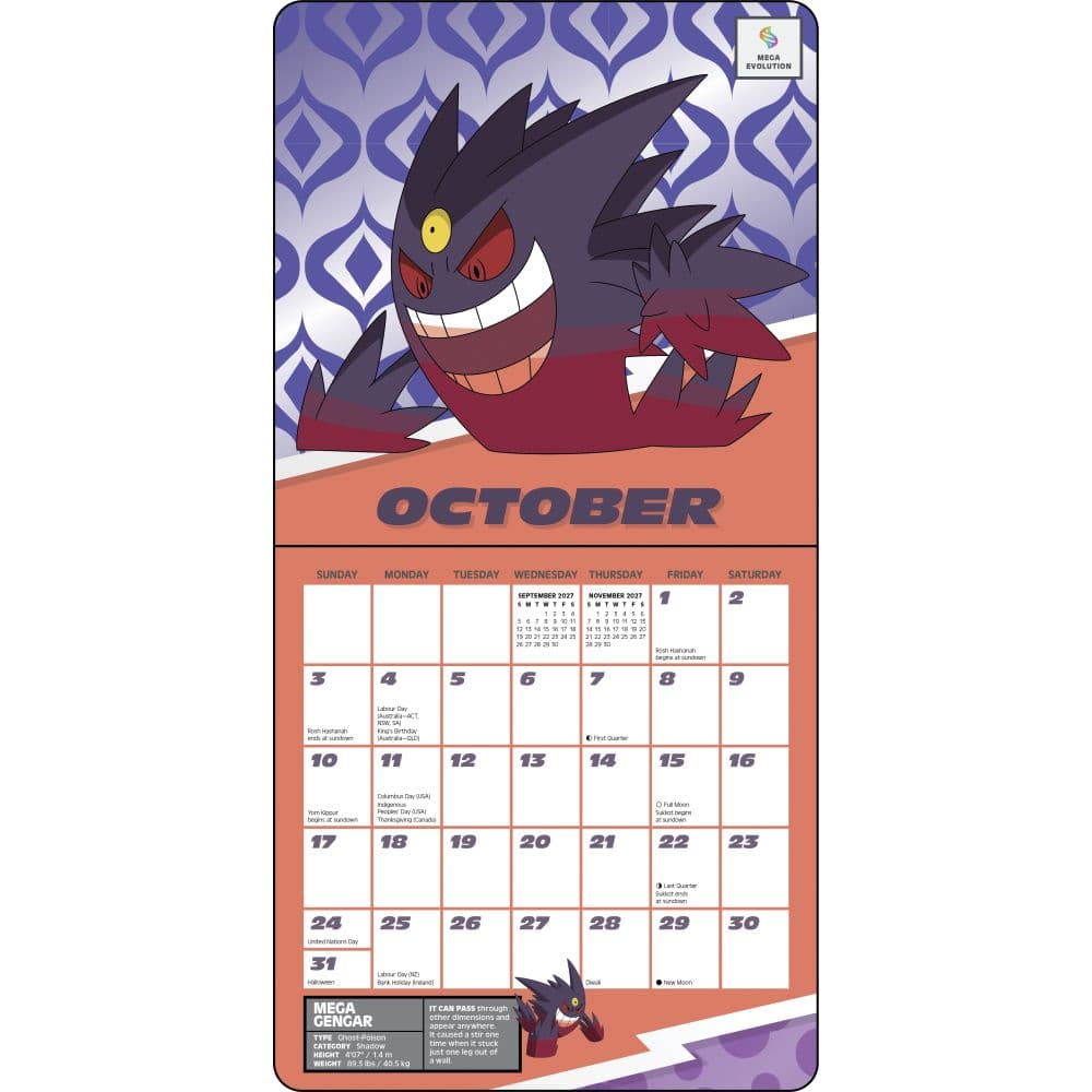 Pokemon 2027 Mini Wall Calendar First Alternate Image