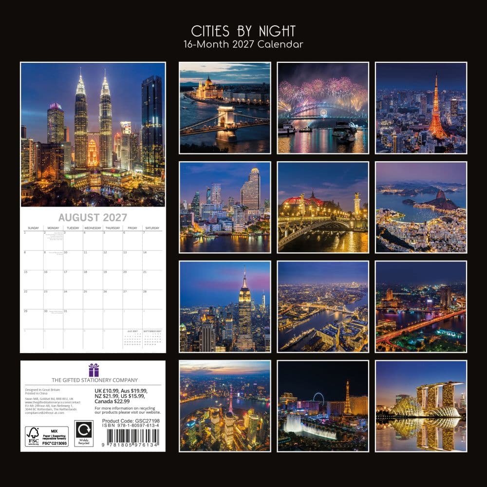 Cities by Night 2027 Wall Calendar First Alternate Image