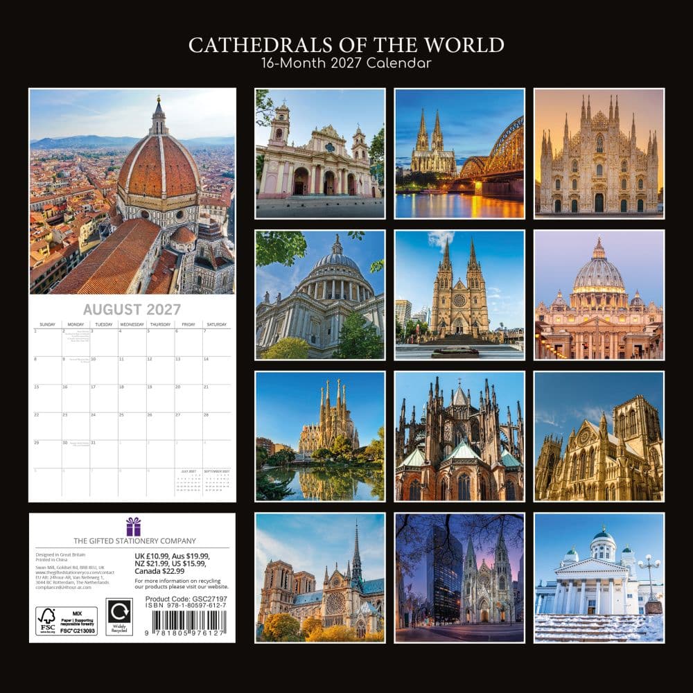 Cathedrals of the World 2027 Wall Calendar First Alternate Image