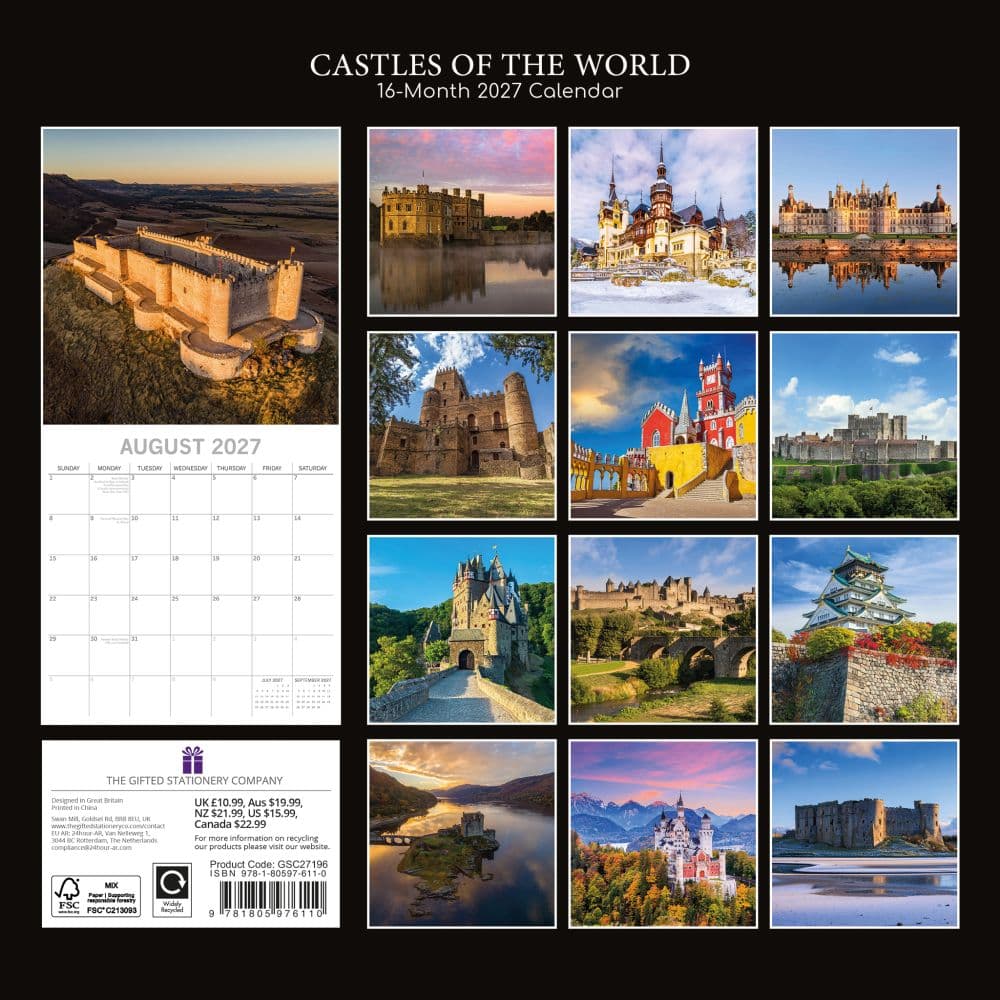 Castles of the World 2027 Wall Calendar First Alternate Image
