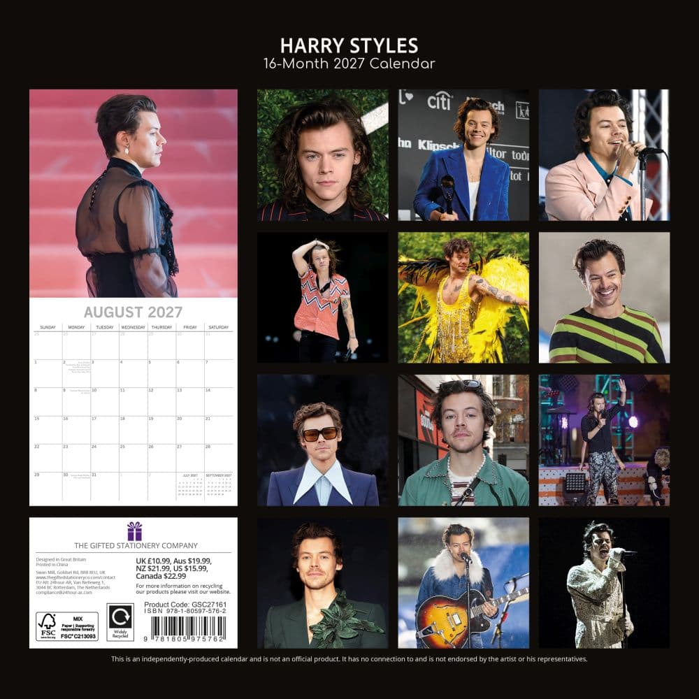 Harry Styles 2027 Wall Calendar First Alternate Image