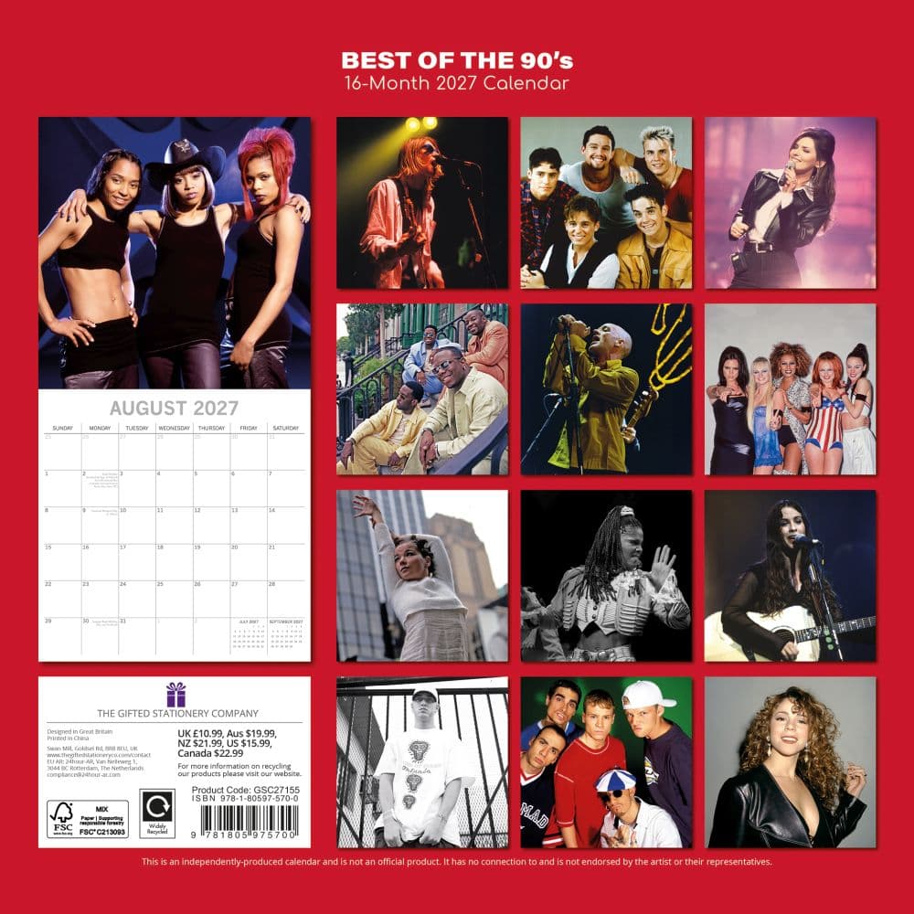Best of the 90s 2027 Wall Calendar First Alternate Image