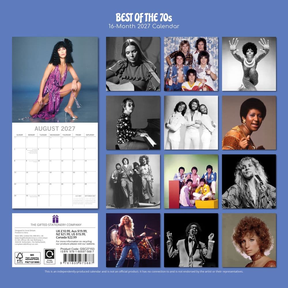 Best of the 70s 2027 Wall Calendar First Alternate Image