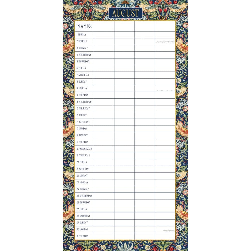 William Morris Organiser 2027 Wall Calendar Second Alternate Image
