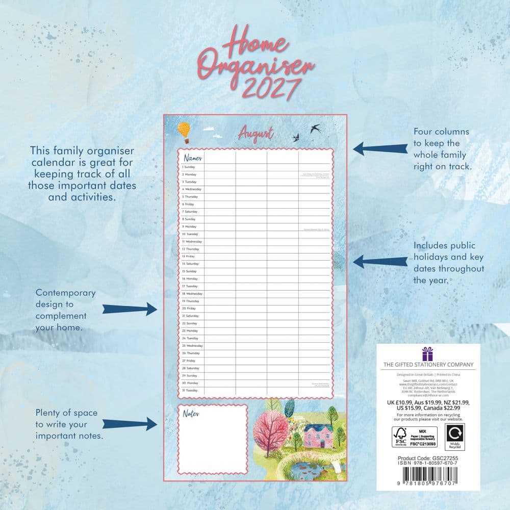 Home Organiser Country Life 2027 Wall Calendar First Alternate Image