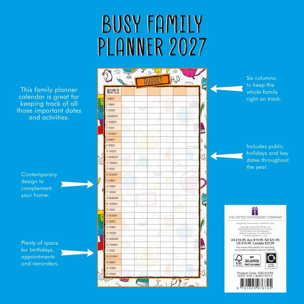 Busy Family Planner 2027 Wall Calendar First Alternate Image