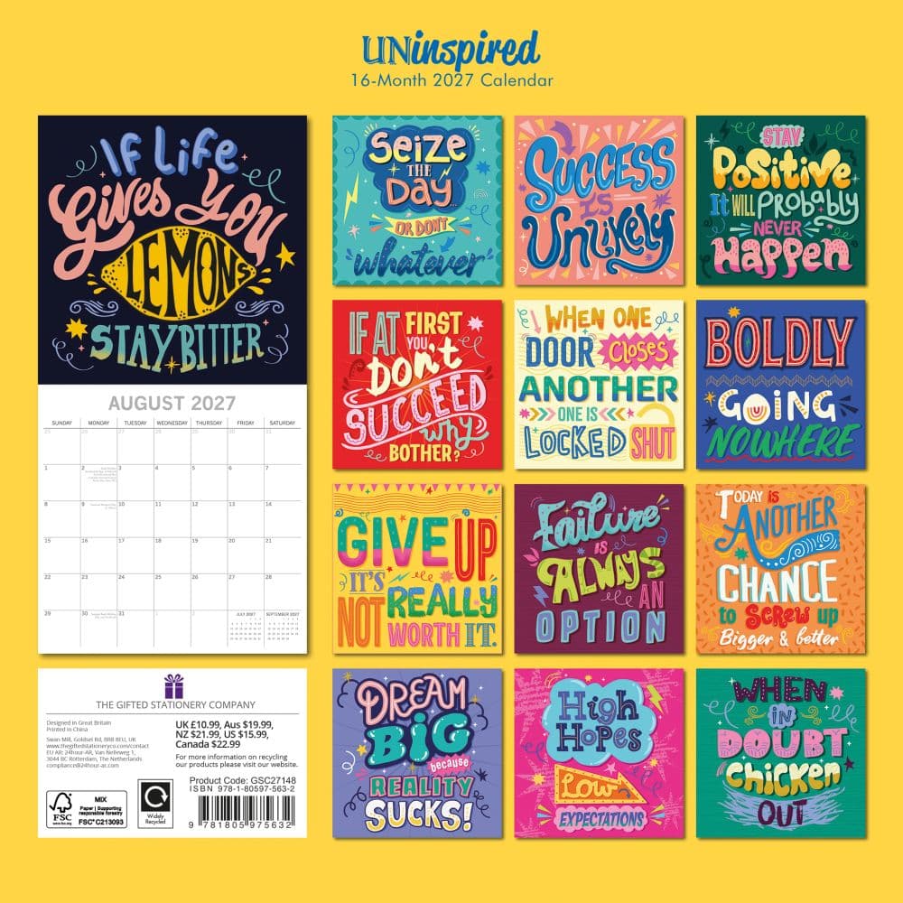 Uninspired 2027 Wall Calendar First Alternate Image