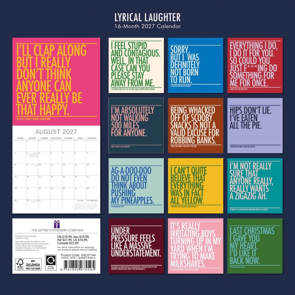 Lyrical Laughter 2027 Wall Calendar First Alternate Image