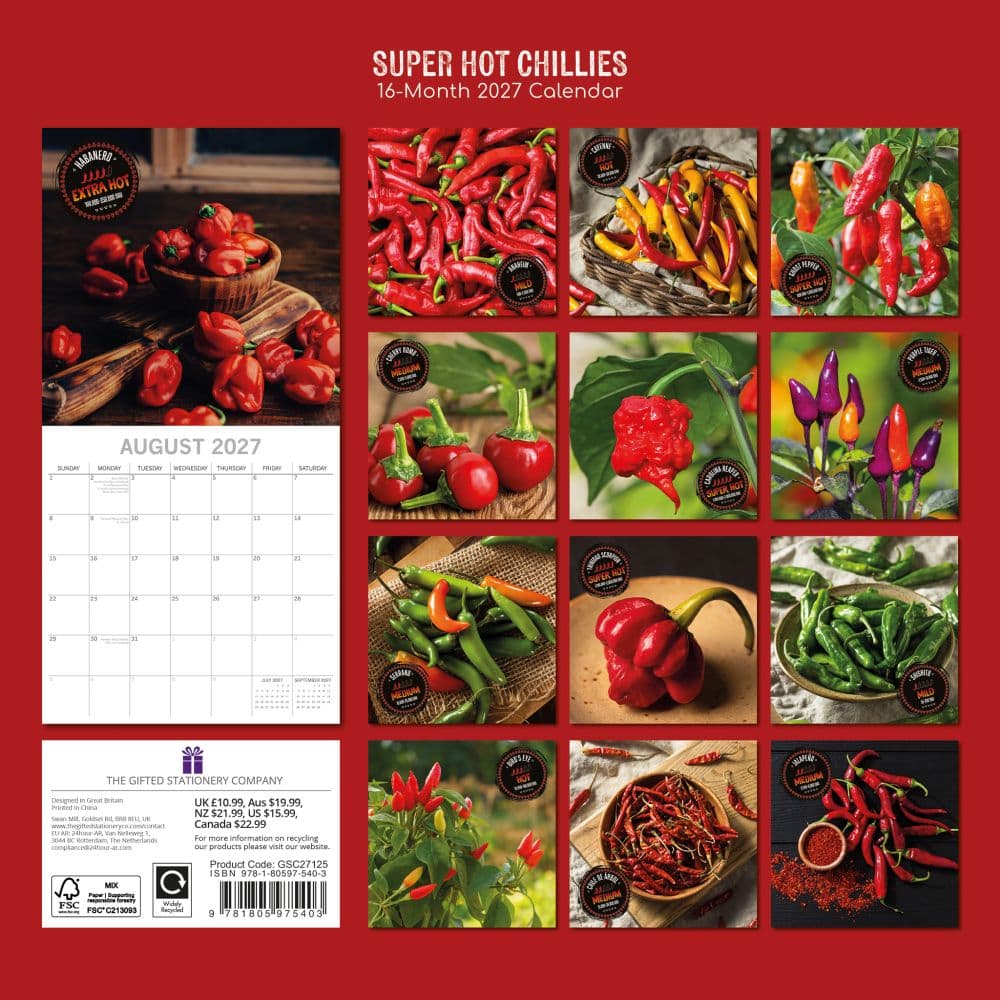 Super Hot Chillies 2027 Wall Calendar First Alternate Image
