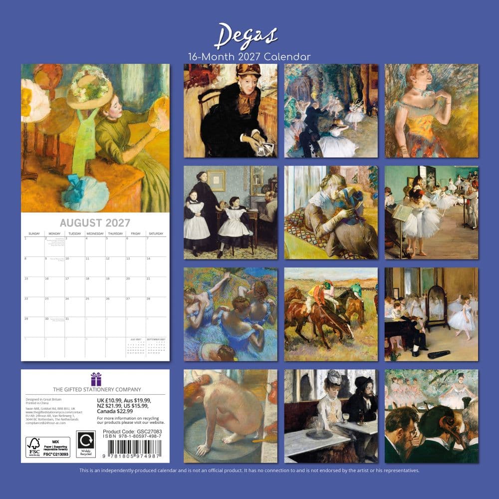 Degas 2027 Wall Calendar First Alternate Image