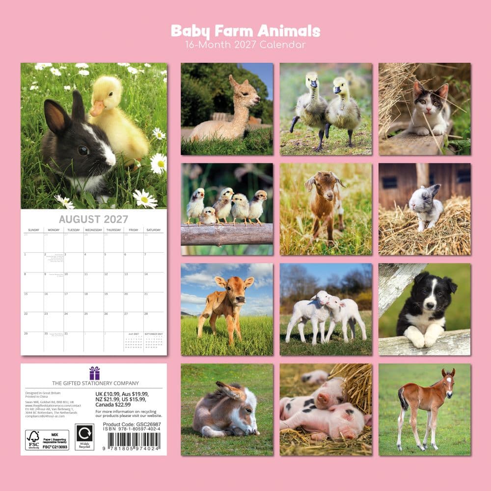Baby Farm Animals 2027 Wall Calendar First Alternate Image
